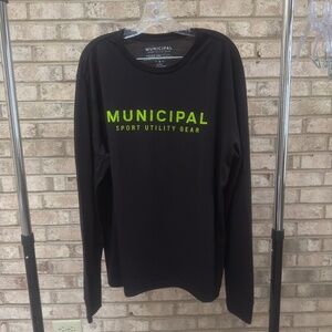 Municipal Black and Green Long Sleeve Graphic Top - Men's XXL